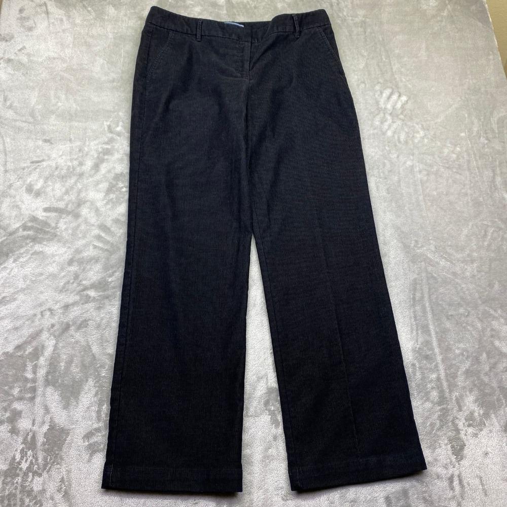 IZOD Jeans Stretch‎ Corduroy Pants Black Womens Size 12 Fits 34" Wide Leg Casual